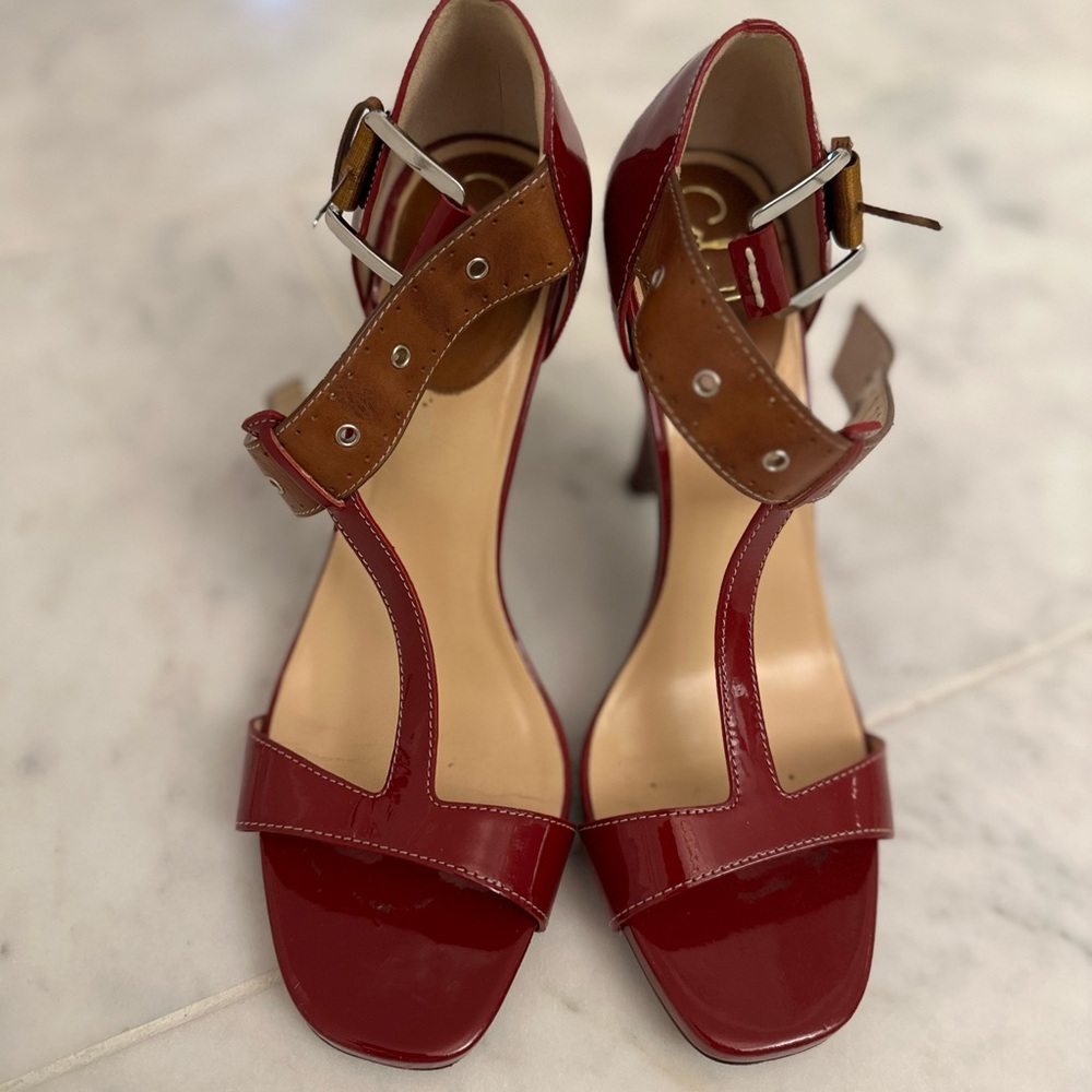 Cole Haan red patent leather sandals